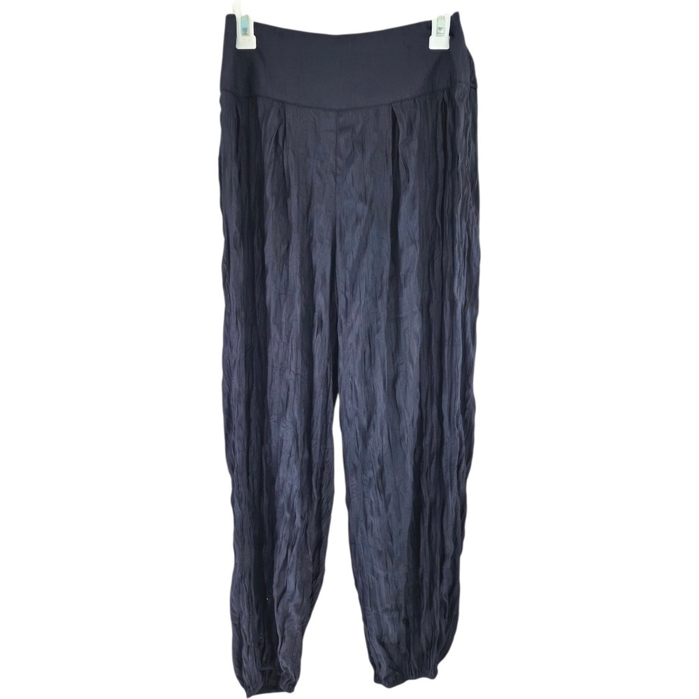 Current Air Los Angeles Smocked Waist Crinkle Pants Navy S NWT Lagenlook‎